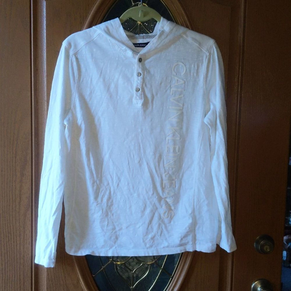 Calvin Klein  Jeans white light weight shirt hoodie Sz M